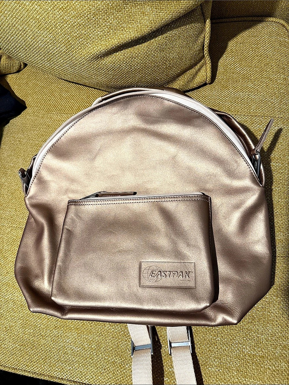Eastpak Metallic Padded Pak'r Backpack in rose gold